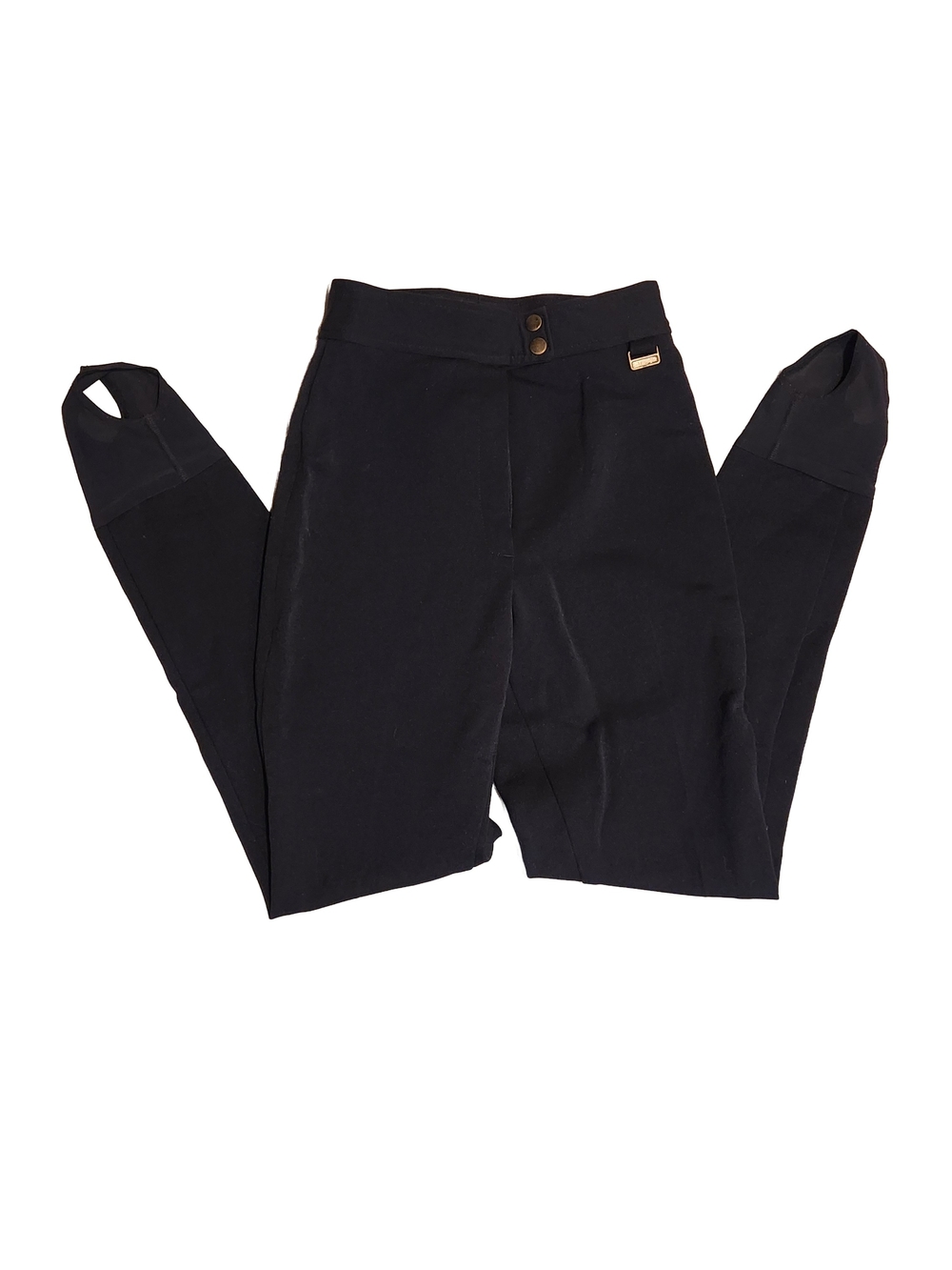 Vintage Edelweiss Wool Blend Lycra Stirrup Pants High Waist Black Ski Sz XS